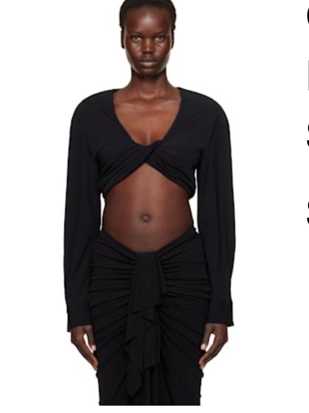 Christopher Esber Black Twist-Detail Long Sleeve Top